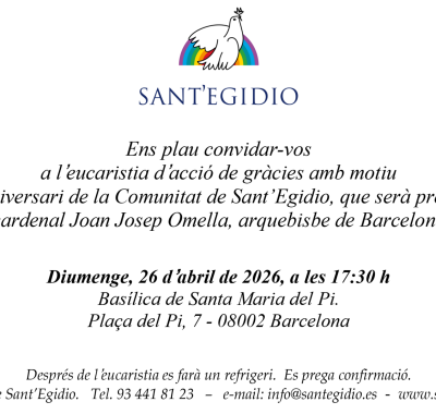 COMUNITAT DE SANT’EGIDIO – 26 d’abril